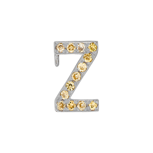 Yellow Sapphire + 14k White Gold Letter Charm
