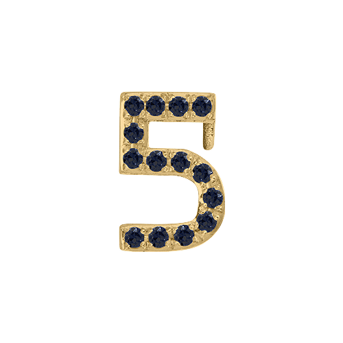 Black Diamond + 14k Yellow Gold Number Charm