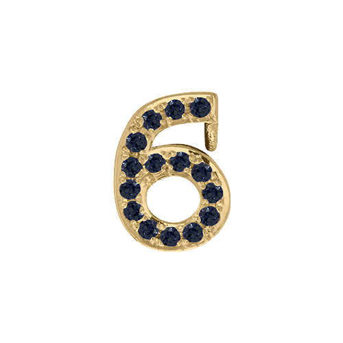 Black Diamond + 14k Yellow Gold Number Charm