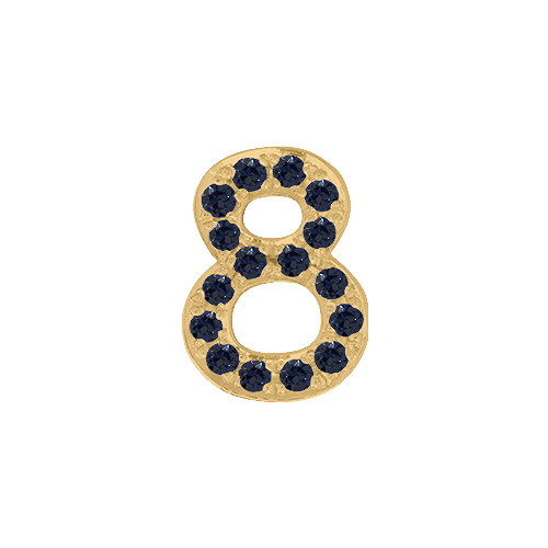 Black Diamond + 14k Yellow Gold Number Charm