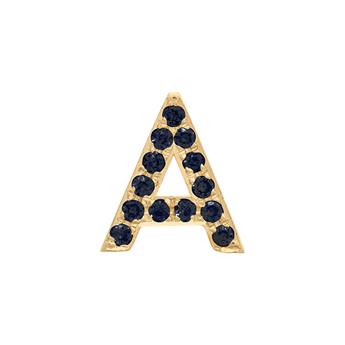 Black Diamond + 14k Yellow Gold Letter Charm