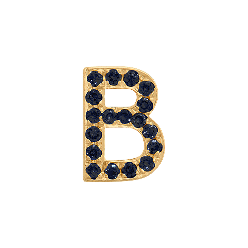 Black Diamond + 14k Yellow Gold Letter Charm