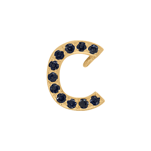 Black Diamond + 14k Yellow Gold Letter Charm