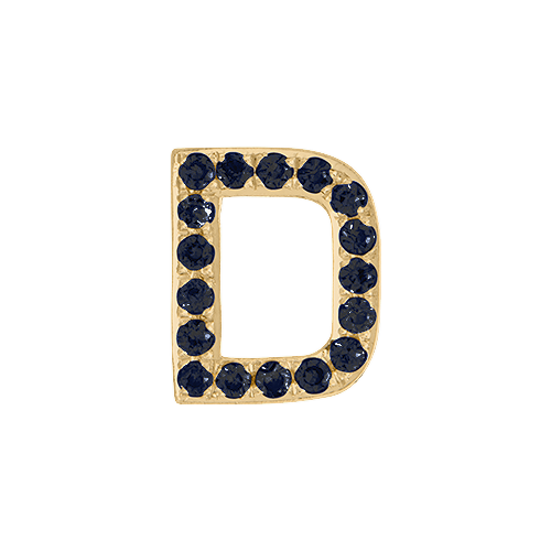 Black Diamond + 14k Yellow Gold Letter Charm