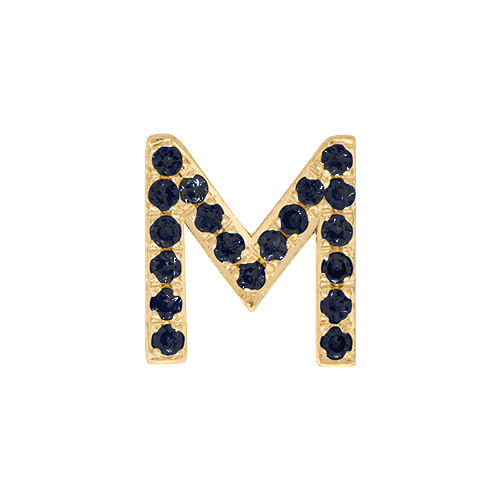 Black Diamond + 14k Yellow Gold Letter Charm