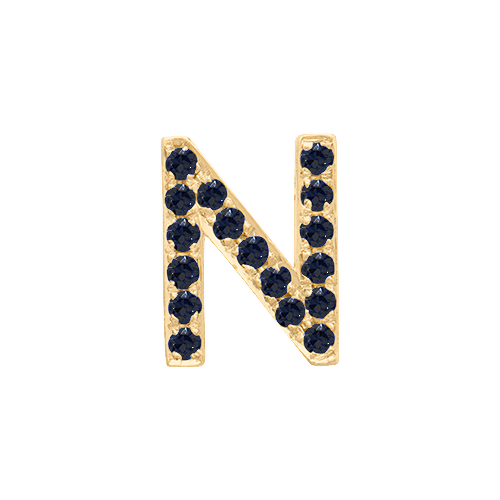 Black Diamond + 14k Yellow Gold Letter Charm