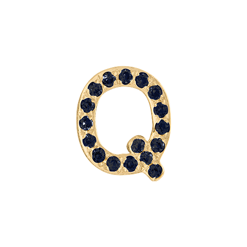 Black Diamond + 14k Yellow Gold Letter Charm