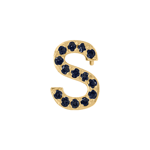 Black Diamond + 14k Yellow Gold Letter Charm