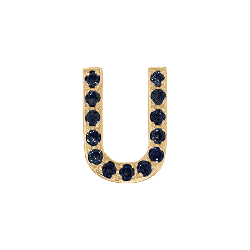 Black Diamond + 14k Yellow Gold Letter Charm