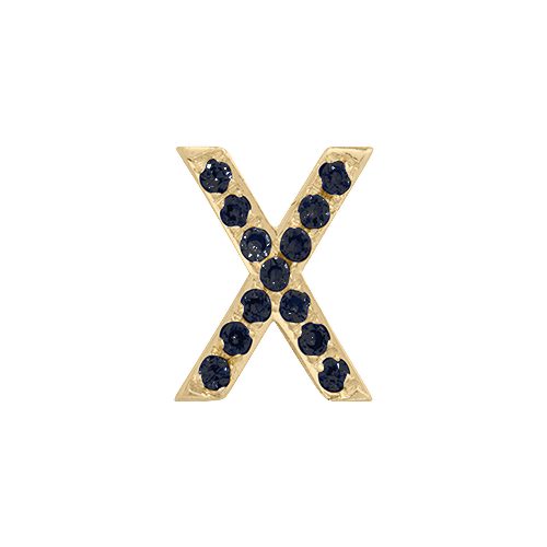 Black Diamond + 14k Yellow Gold Letter Charm