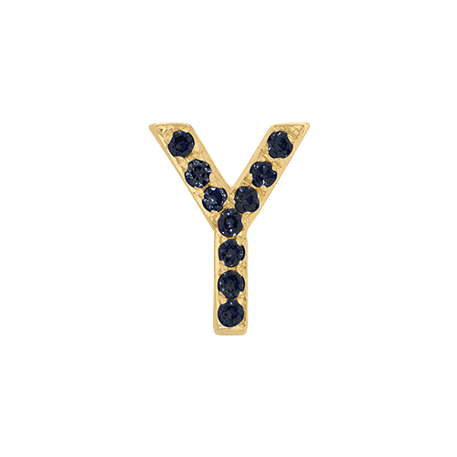 Black Diamond + 14k Yellow Gold Letter Charm