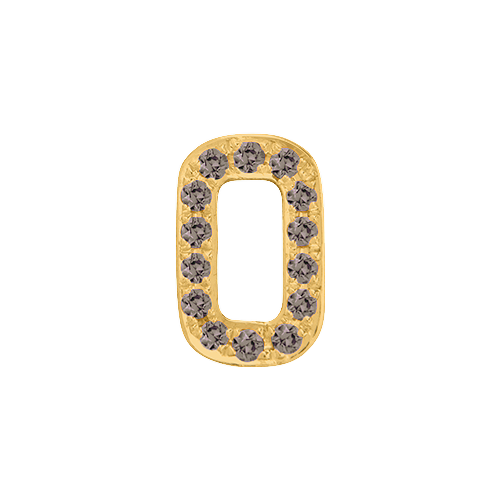Brown Diamond + 14k Yellow Gold Number Charm