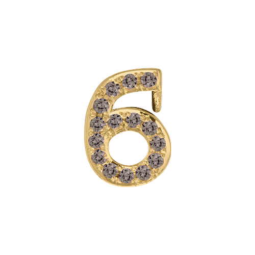 Brown Diamond + 14k Yellow Gold Number Charm