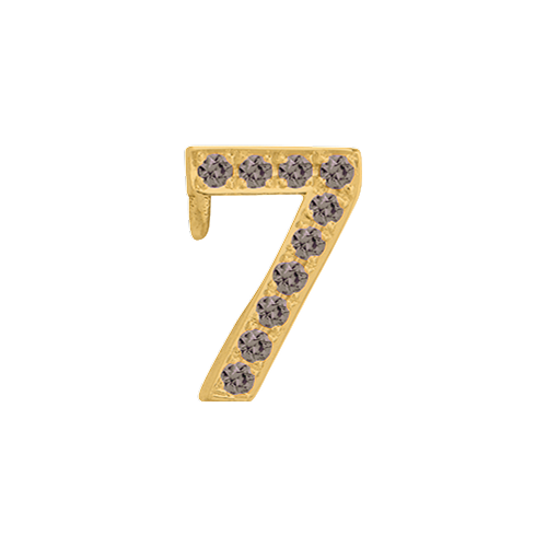 Brown Diamond + 14k Yellow Gold Number Charm