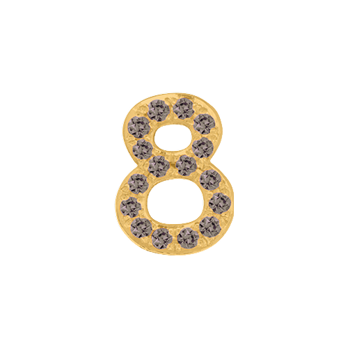 Brown Diamond + 14k Yellow Gold Number Charm