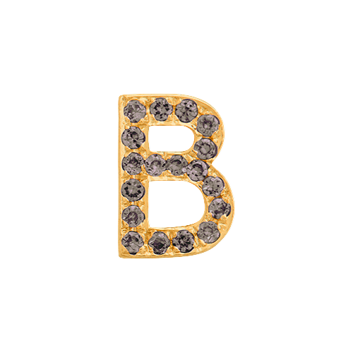 Brown Diamond + 14k Yellow Gold Letter Charm