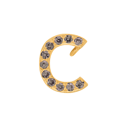 Brown Diamond + 14k Yellow Gold Letter Charm