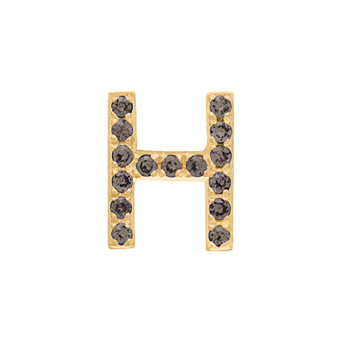 Brown Diamond + 14k Yellow Gold Letter Charm