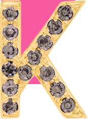 Yellow Gold, Brown Diamond Letter Bead