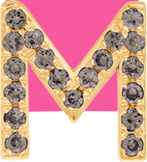 Yellow Gold, Brown Diamond Letter Bead