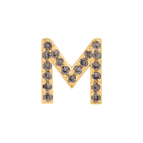 Brown Diamond + 14k Yellow Gold Letter Charm