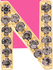 Yellow Gold, Brown Diamond Letter Bead