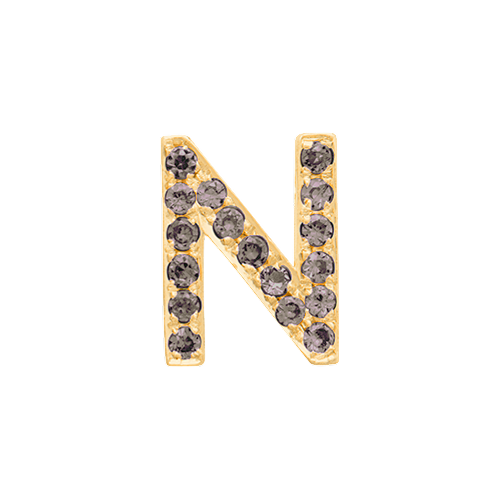 Brown Diamond + 14k Yellow Gold Letter Charm