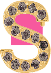 Yellow Gold, Brown Diamond Letter Bead