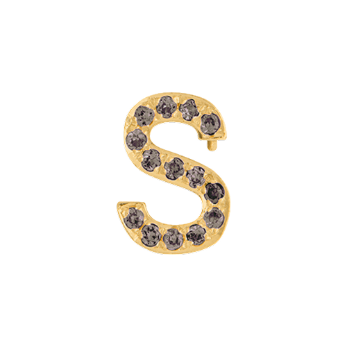 Brown Diamond + 14k Yellow Gold Letter Charm