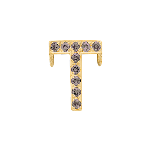 Brown Diamond + 14k Yellow Gold Letter Charm