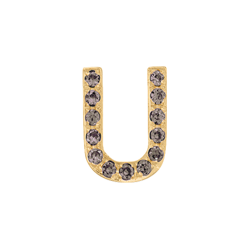 Brown Diamond + 14k Yellow Gold Letter Charm