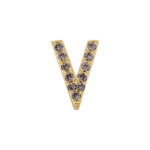 Brown Diamond + 14k Yellow Gold Letter Charm