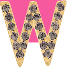 Yellow Gold, Brown Diamond Letter Bead