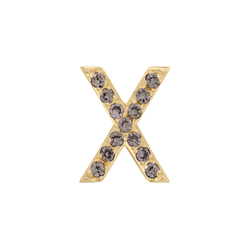 Brown Diamond + 14k Yellow Gold Letter Charm