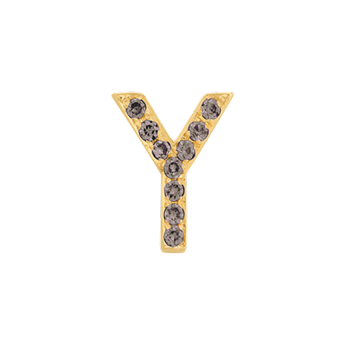 Brown Diamond + 14k Yellow Gold Letter Charm