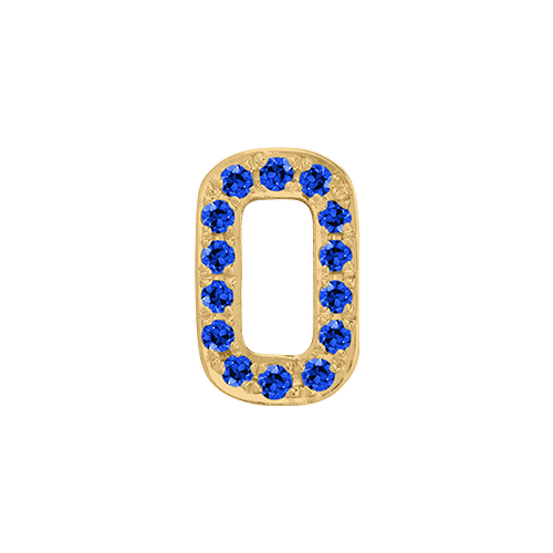 Blue Sapphire + 14k Yellow Gold Number Charm