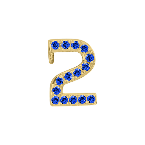 Blue Sapphire + 14k Yellow Gold Number Charm