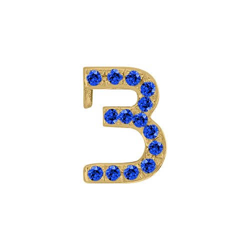 Blue Sapphire + 14k Yellow Gold Number Charm