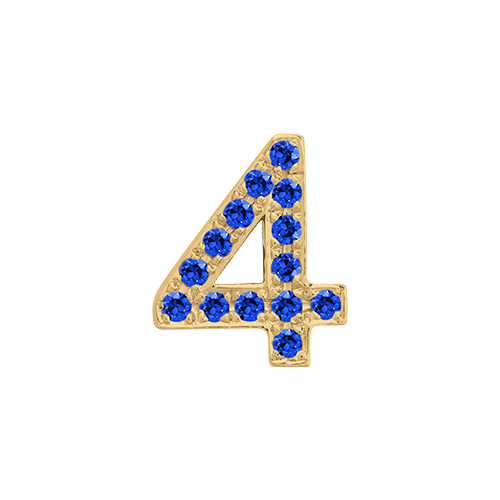 Blue Sapphire + 14k Yellow Gold Number Charm