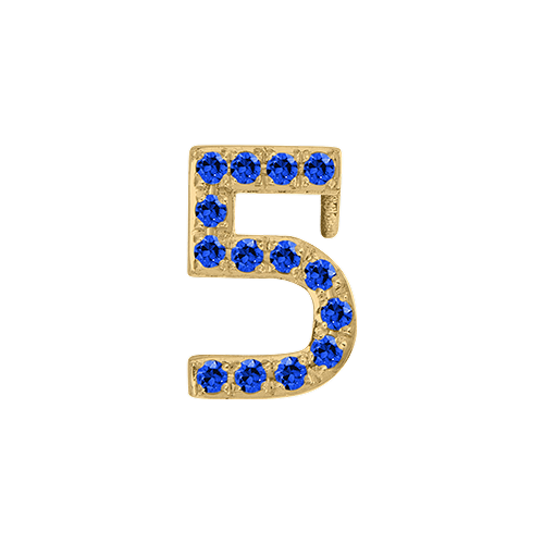 Blue Sapphire + 14k Yellow Gold Number Charm
