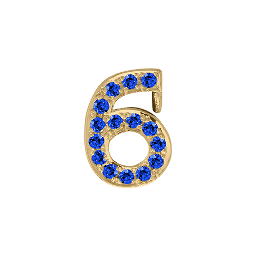Blue Sapphire + 14k Yellow Gold Number Charm