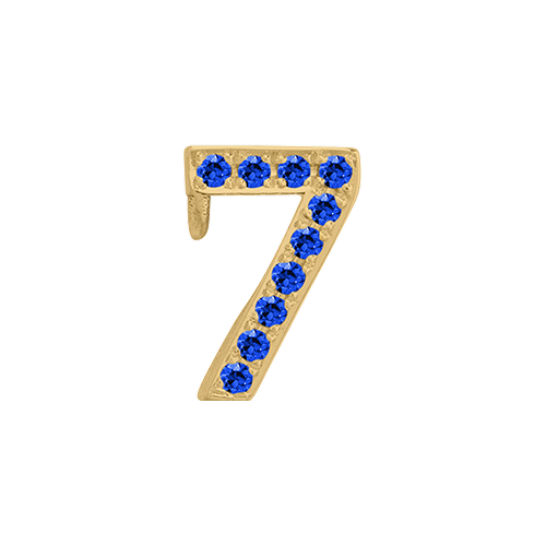 Blue Sapphire + 14k Yellow Gold Number Charm