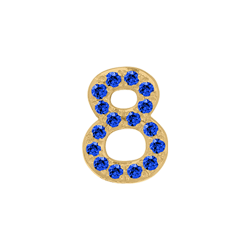 Blue Sapphire + 14k Yellow Gold Number Charm