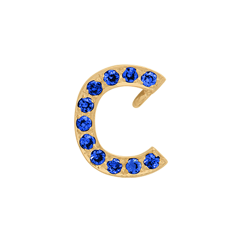 Blue Sapphire + 14k Yellow Gold Letter Charm