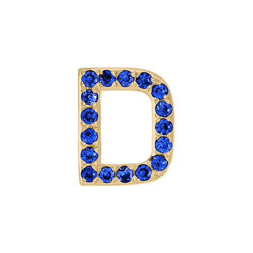 Blue Sapphire + 14k Yellow Gold Letter Charm