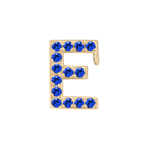 Blue Sapphire + 14k Yellow Gold Letter Charm