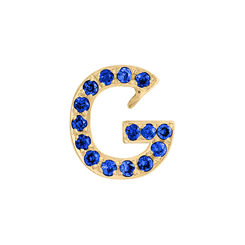 Blue Sapphire + 14k Yellow Gold Letter Charm