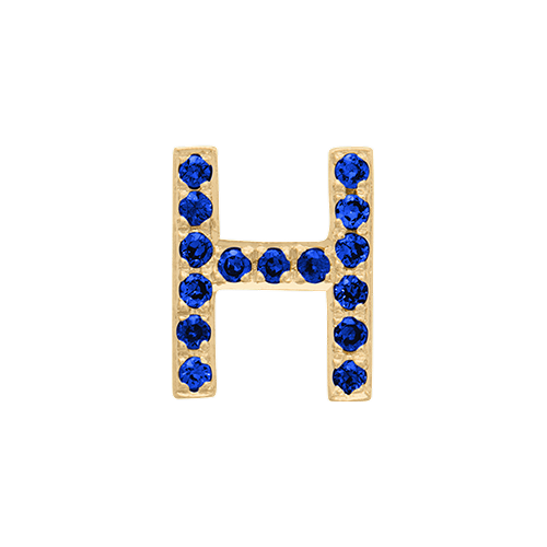 Blue Sapphire + 14k Yellow Gold Letter Charm