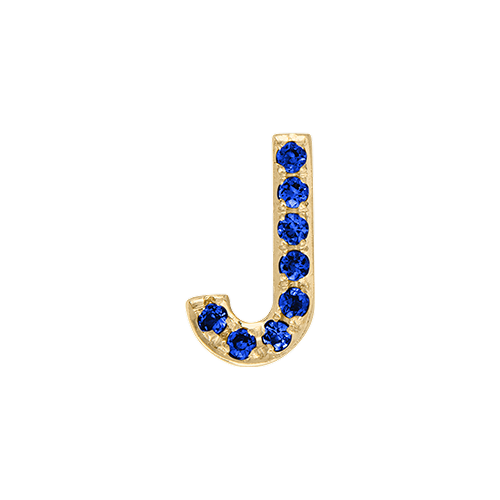 Blue Sapphire + 14k Yellow Gold Letter Charm