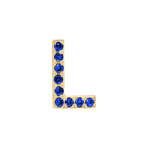 Blue Sapphire + 14k Yellow Gold Letter Charm